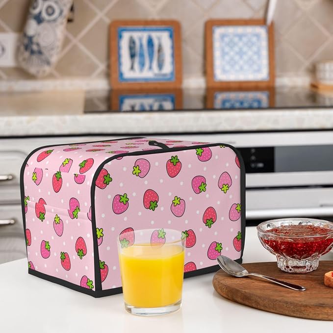 Pink Cute Strawberry 2 Slice Toaster Cover, Waterproof Toaster Dust Cover Bread - Image 7
