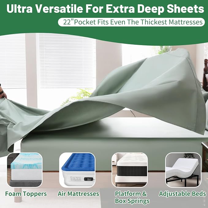 Extra Deep Pocket King Sheets 18-24 Inch 100% Egyptian Cotton 1000 Thread Count - Image 4