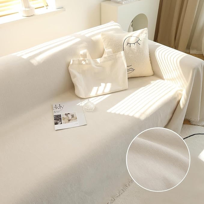 MEETSKY Couch Cover for 2 Cushion Couch Sofa Covers Washable Chenille Sectional - Image 7