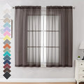 OVZME 2 Panels Sheer Curtains 63 Inches Long Light Weight Soft Voile Drapes by OVZME
