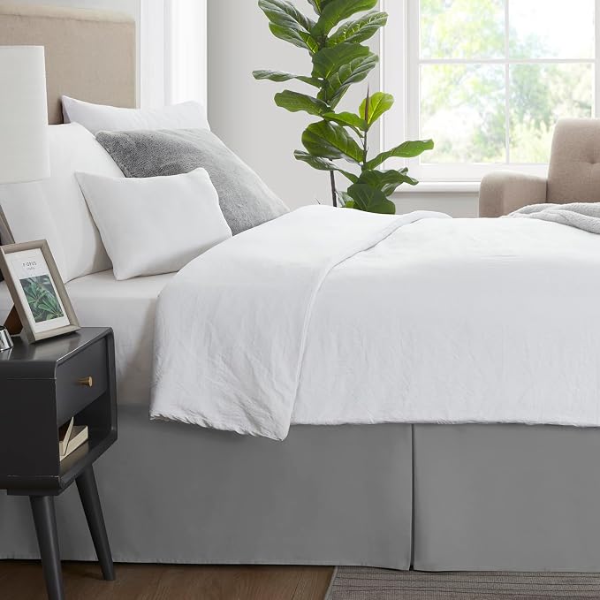Nestl Grey Blue Bed Skirt Cal King Size - Image 4