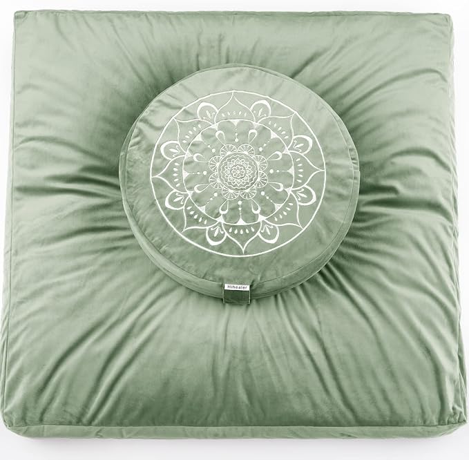 Hihealer Meditation Cushion, Traditional Tibetan Meditation Pillow Velvet Cover by HIhealer