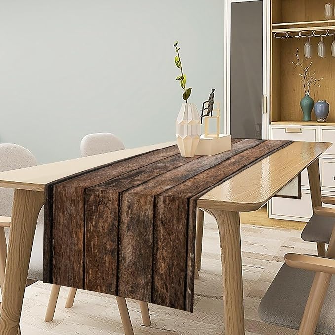 Brown Wood Rustic Table Runner Lumbers Colors Wooden Barn Door Farmhouse - Image 3