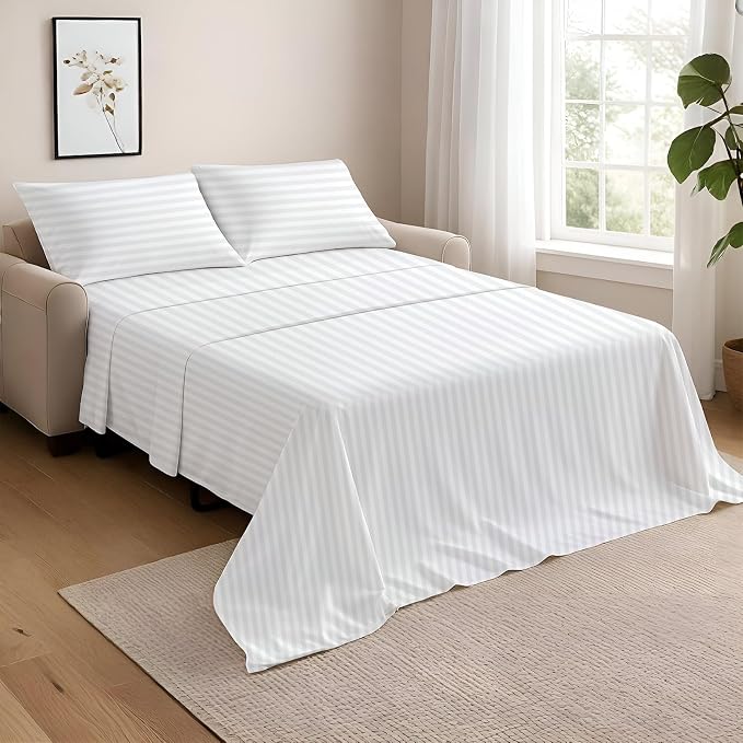NON Sticky cotton Queen Size Sleeper Sofa Sheets, 4 Piece Egyptian Cotton Bed by Non-StickyCotton