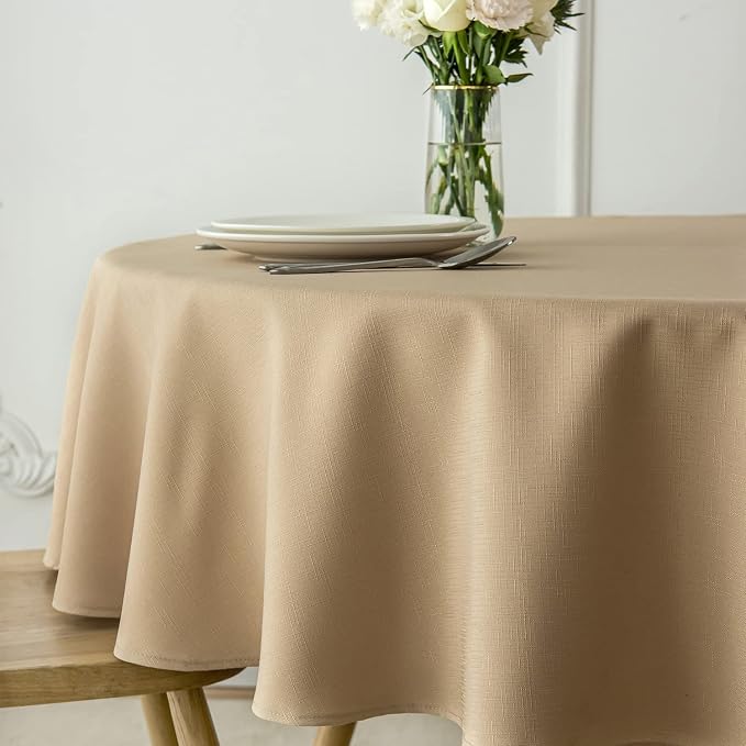 maxmill Round Linen Looking Textured Tablecloth Spill-Proof Wrinkle Free Soft - Image 4