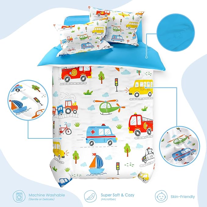 SANDJEST Transportation Duvet Cover Sets Twin Size - Image 3