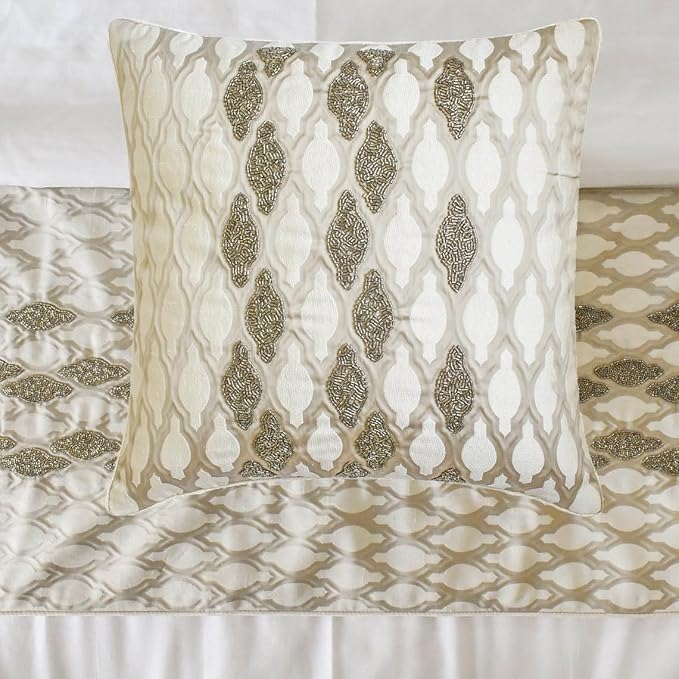 The HomeCentric King/Queen/Twin Ivory Decorative Twin 53"x18" Bed Runner - Image 3
