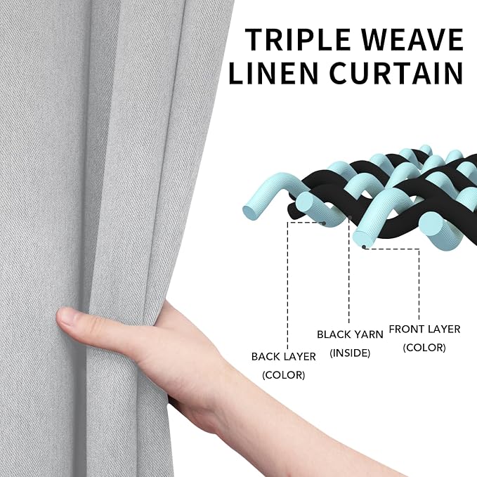 Easy-Going Linen Look Blackout Curtain 108 Inch Length Grommet Window Curtain - Image 3