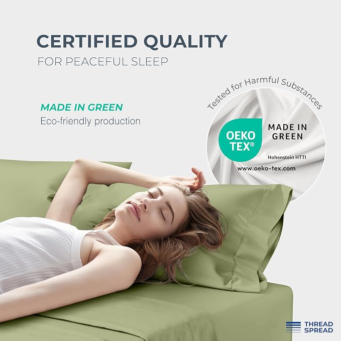 THREAD SPREAD 100% Egyptian Cotton Sheets California King Size Bed Set - Image 6
