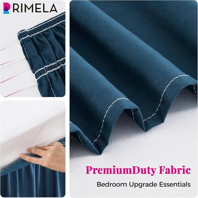 RIMELA Dusty Navy Bed Skirt King Size 18 Inch Drop, Wrap Around Elastic Bedskirt - Image 7