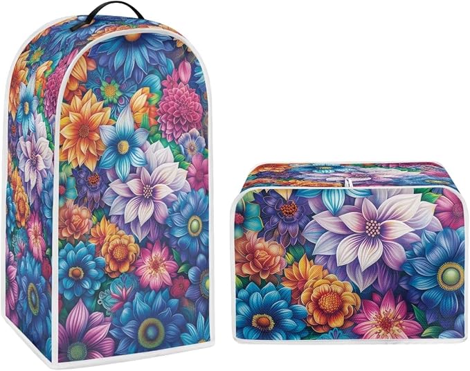 Bright Blossoms Kitchen Blender Cover Toaster Cover Boho Mandala Floral 2 Slice by Pointodoor