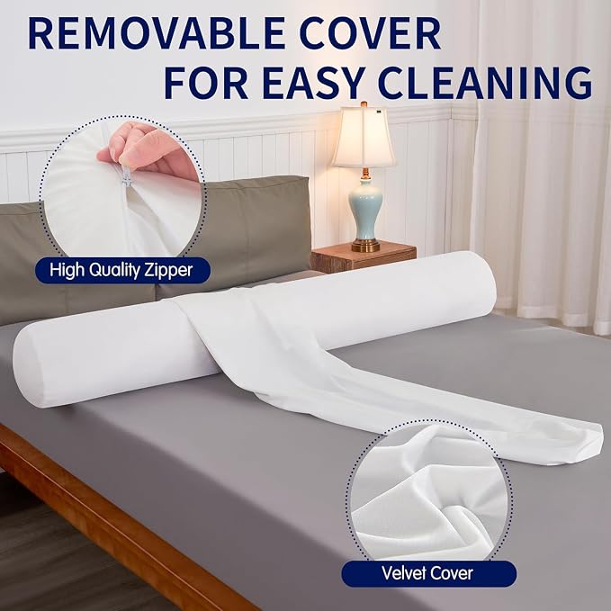 SyMax 7.8"x76" Body Pillow for King Bed, Memory Foam Bolster w/Removable Velvet - Image 9