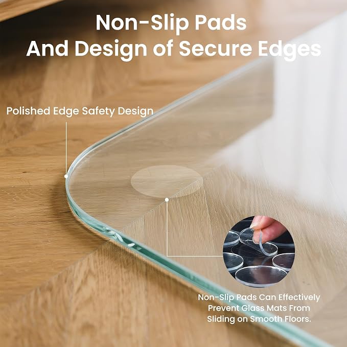 Tempered Glass Chair Mat, 1/5" Thick Clear Floor Mat - Image 7