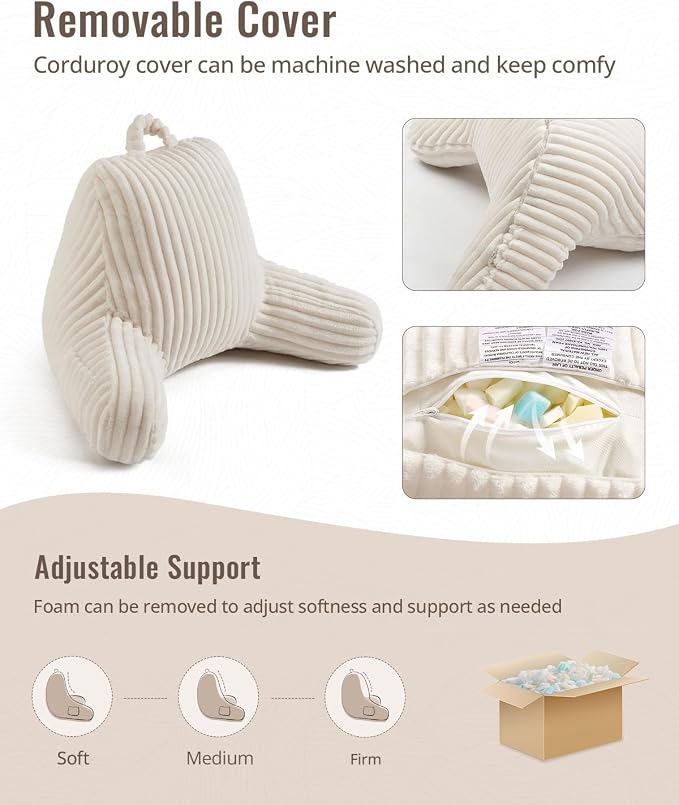 Blissful Diary Reading Pillow for Sitting in Bed, Flannel Back Pillow Bed - Image 7