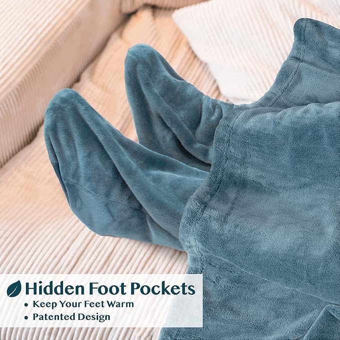 PAVILIA Fleece Blanket with Sleeves, Foot Pockets - Image 2