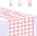 3 Pcs Light Pink and White Checkered Table Runner Plastic 14 x 108 Disposable by MUNILAIL