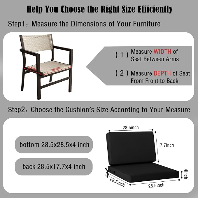 idee-home Outdoor Cushions for Patio Furniture, Outdoor Seat Cushion, - Image 5