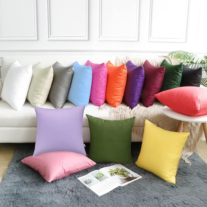 Thmyo 4-Pack 100% Cotton Comfortable Solid Decorative Throw Pillow Case Square - Image 4