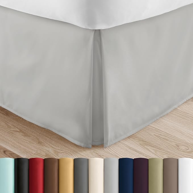 Linen Market Pleated Bed Skirt, Twin X-Large, Light Gray by LinenMarket
