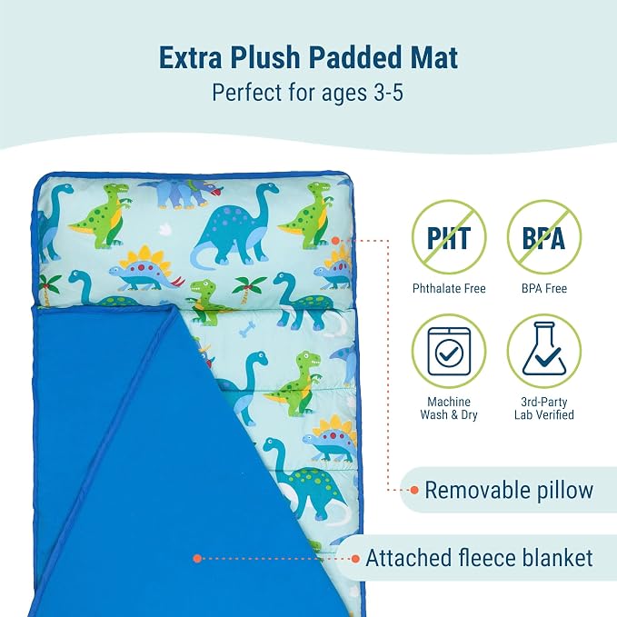 Wildkin 43-inch Kids Nap Mat – Soft Microfiber Toddler Sleeping Mat - Image 2