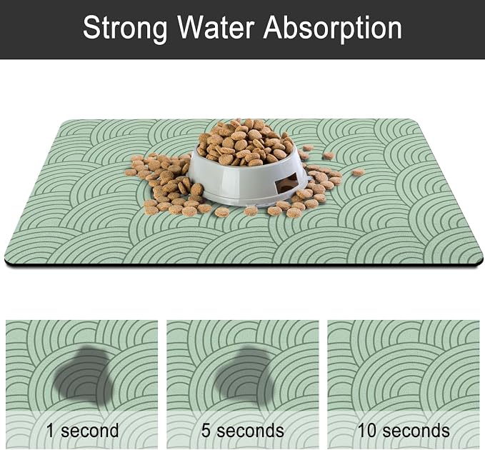 Dog Food Mat for Floors, Absorbent and Quick-Drying Pet Cat Food Mat, - Image 5