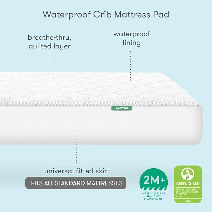 Newton Baby Waterproof Crib Mattress Pad | Ultra-Breathable Quilted Layer - Image 4