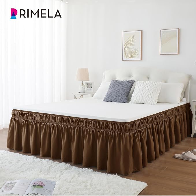 RIMELA Bed Skirt Full Size 15 Inch Drop, Elastic Bed Skirting - Image 6