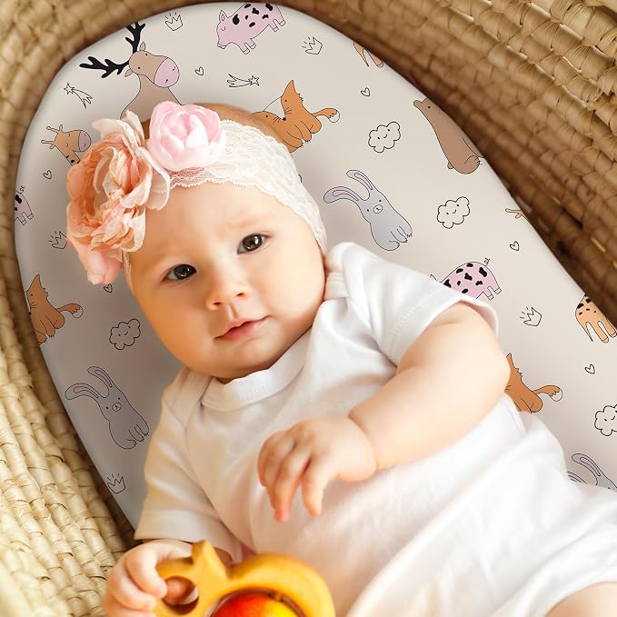 Baby Bassinet Sheets Girl Boy, Fitted Bassinet Sheet Set 3 Pack Bassinet - Image 2