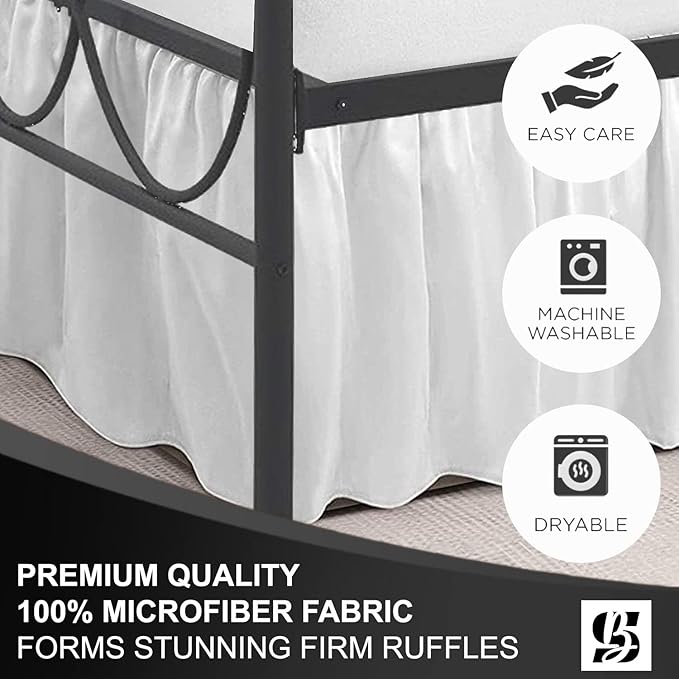 SKY BEDDINGS - Queen Size Ruffled Bed Skirt - 14 Inch Drop Dust Ruffle Bed - Image 6