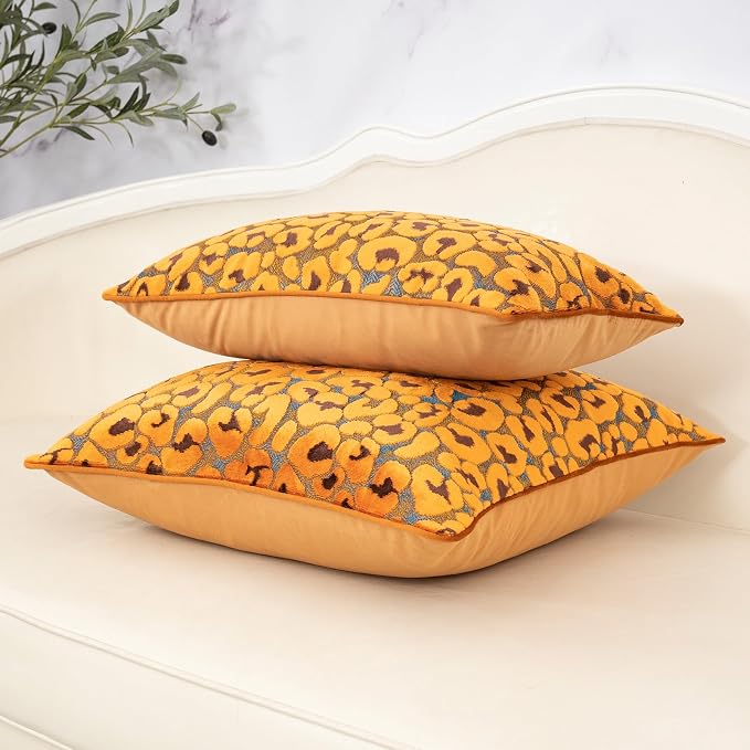 Alerfa Orange Floral Throw Pillow Cover 12 x 20 Inch Cut Velvet Rectange Luxury - Image 4