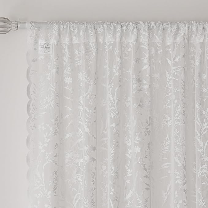 Anmao Vintage Lace Curtains 54 Inches Long 2 Panels Set, Romantic Elegant Light - Image 5