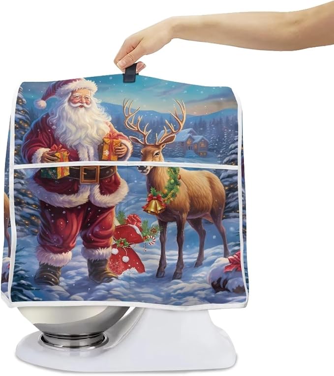 Christmas Stand Mixer Cover for Kitchen Aid 4.5-5 Qt Mixer, Santa Claus Elk - Image 4