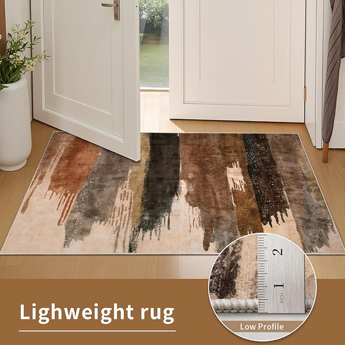 Ciicool 4ft Round Washable Rug, Modern Abstract Circle Rugs, Non-Slip Thin - Image 6