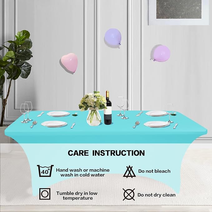 IVAPUPU 2 Pack 6FT Table Cloth for Rectangular Fitted Events Stretch Blue Mist - Image 5