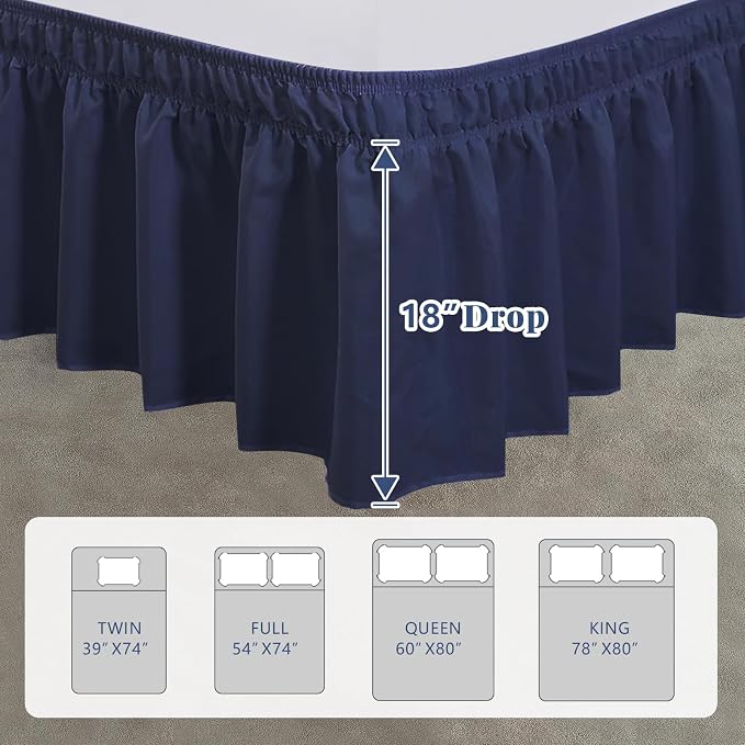 Queen Bed Skirt, Elastic Wrap Around Bed Skirt Queen Size, Bed Skirts - Image 2