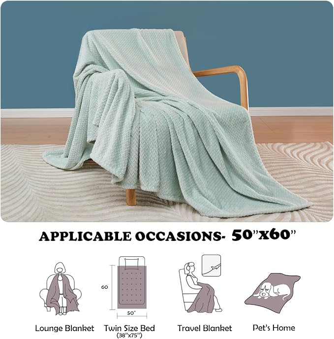 NEWCOSPLAY Super Soft Throw Blanket Mint Premium Silky Flannel Fleece Leaves - Image 5