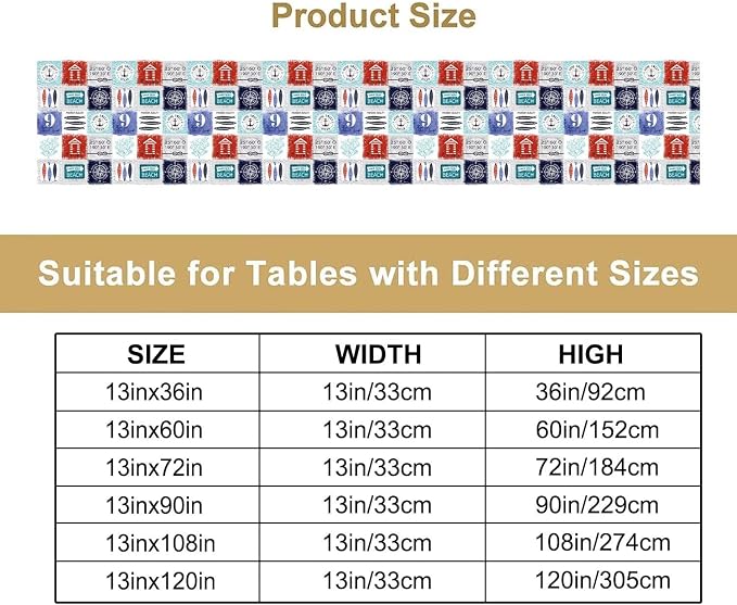 Vintage Nautical Patchwork Table Runner, Rudder Anchor Ocean Element - Image 4
