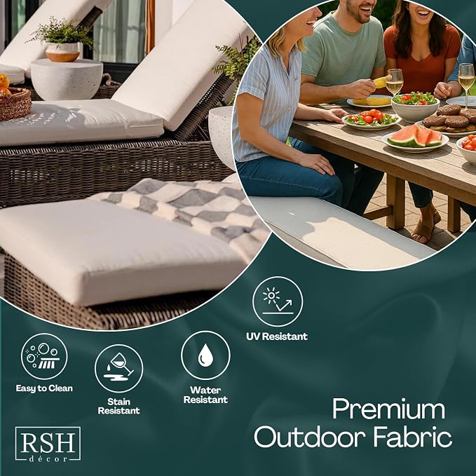 RSH DECOR: Tufted U-Shape Wicker Seat Cushions Set of 2 | 19” x 19” | - Image 7
