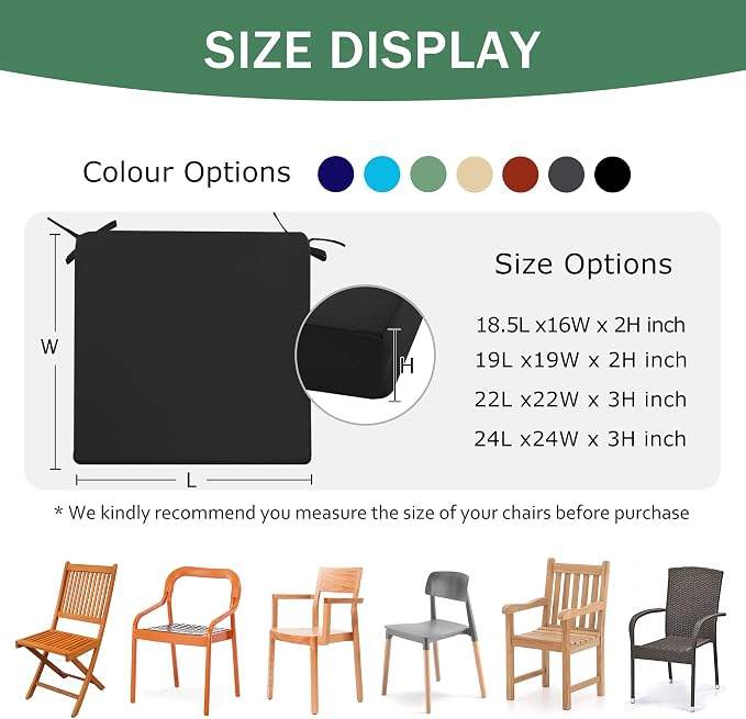 Outdoor Chair Cushions Set of 4: Waterproof & Fade Resistant Deep Seat Cushion - Image 6