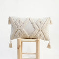 Boho Tufted Lumbar Throw Pillow Cover 12x 20, Modern Simple Diamond Farmhouse by RinRinfam