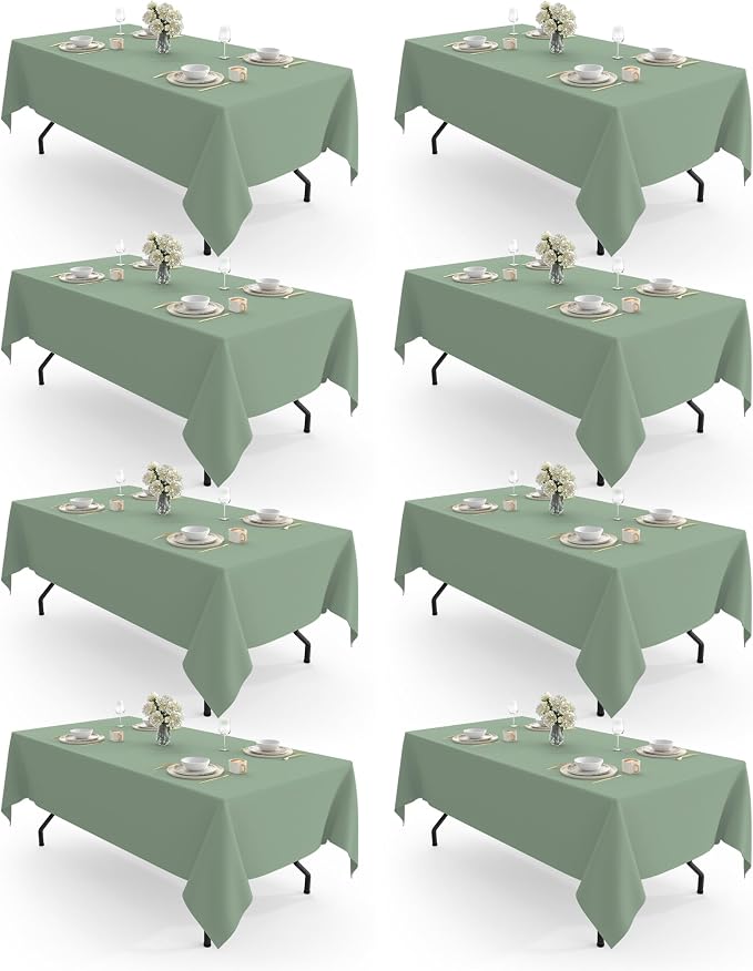 Pureegg Rectangle Table Cloth 60" x 84" – 8 Packs, Durable Polyester Tablecloth by Pureegg