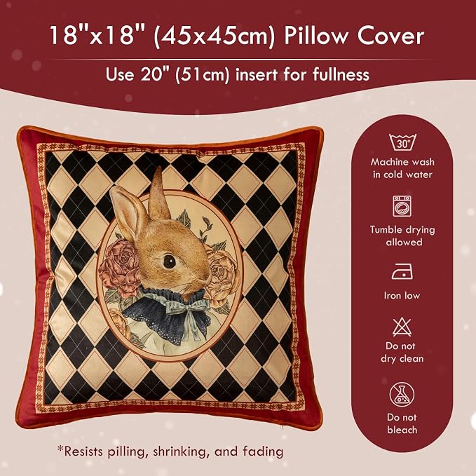 Grandmillennial Checkered Pillow Cover, Velvet Euro Sham Covers Decorative - Image 6