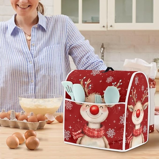 Christmas Reindeer Stand Mixer Cover 6-8 Quart Kitchen Mixer Cover Washable - Image 2