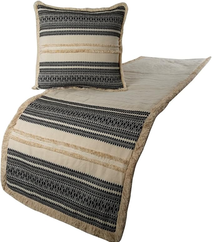 The HomeCentric Beige Bed Runner, Full Size 68"x18" Decorative Bed Runner by TheHomeCentric
