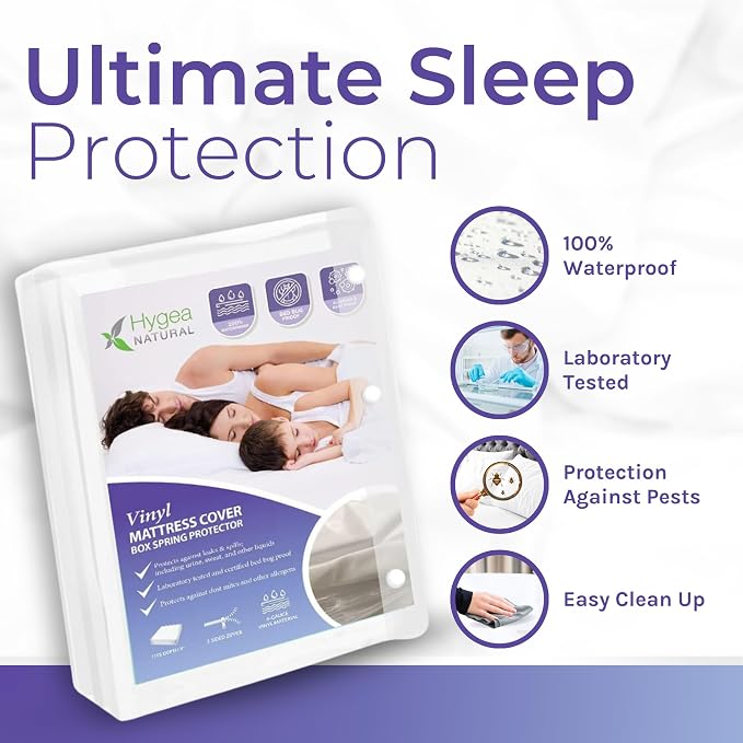 Hygea Natural King Size Tear-Free Vinyl Box Spring & Mattress Cover - Image 2