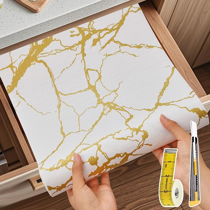 Drawer and Shelf Liner for Kitchen Cabinet Non Slip Waterproof Shelf Paper 17.5 - Image 9
