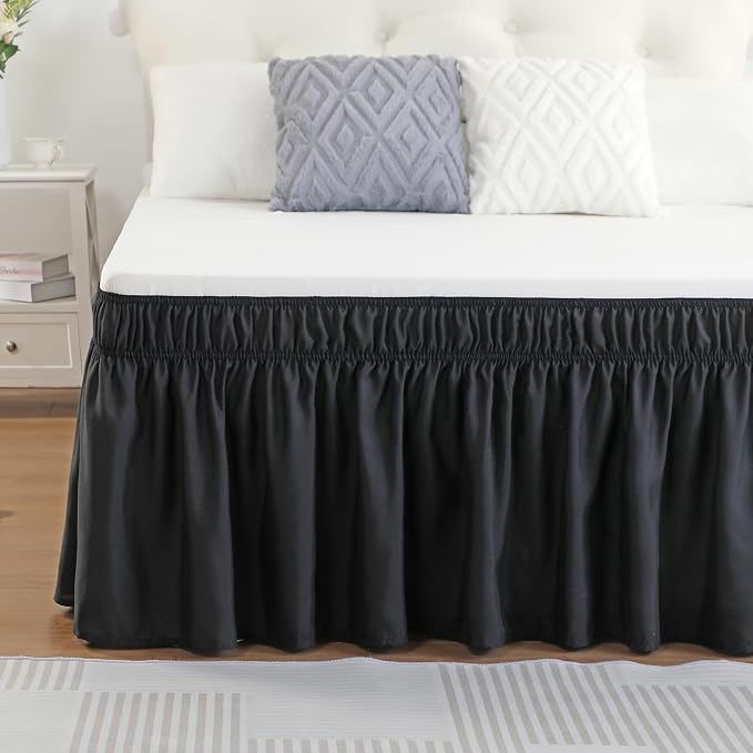 RIMELA Bed Skirt Wrap Around Elastic Dust Ruffles Solid Color Wrinkle and Fade - Image 9