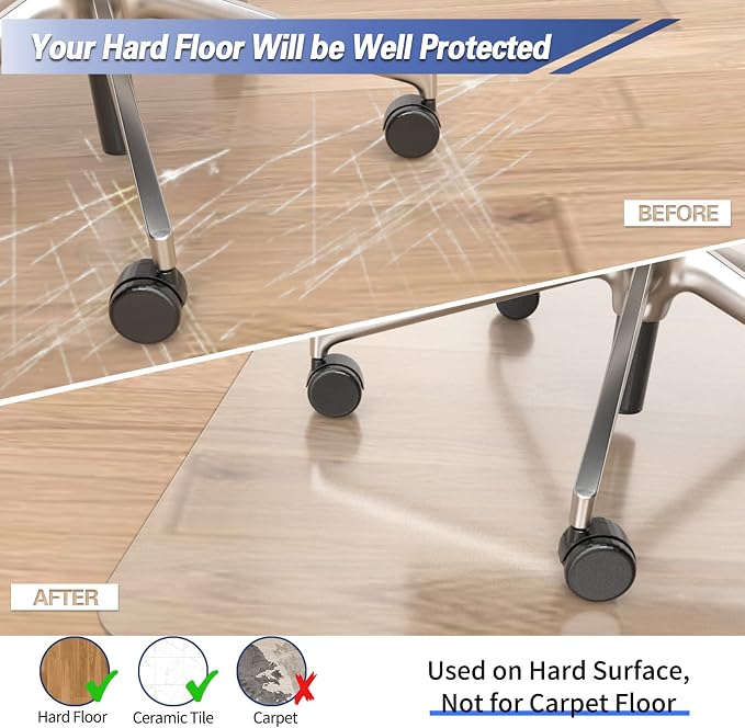 Amyracel Chair Mat for Hardwood Floor, 36” x 48” Computer Desk Chair Mat - Image 3