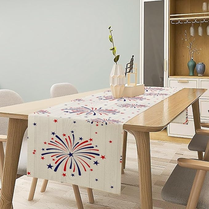 Fireworks Table Runner, 4th of July Patriotic Memorial Day American - Image 3