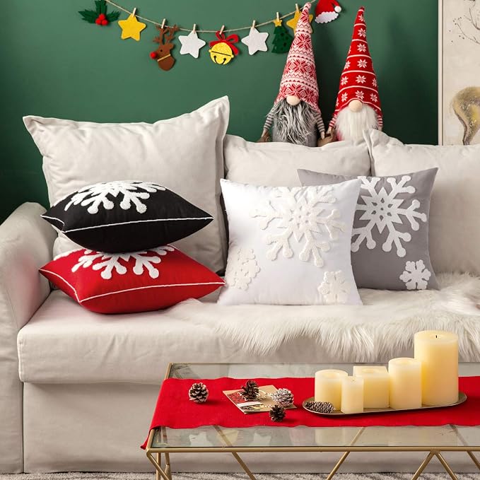 MIULEE Pack of 2 Christmas Decorative Snowflake Throw Pillow Covers Canvas - Image 4